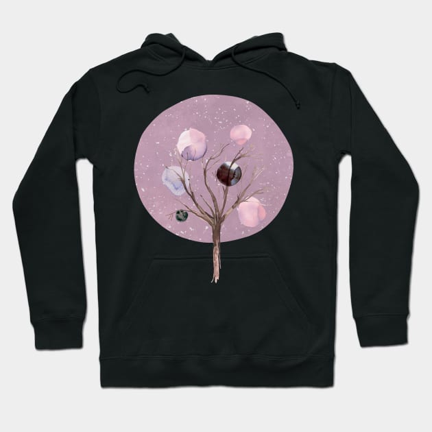 tree sun moon pink Hoodie by ninoladesign